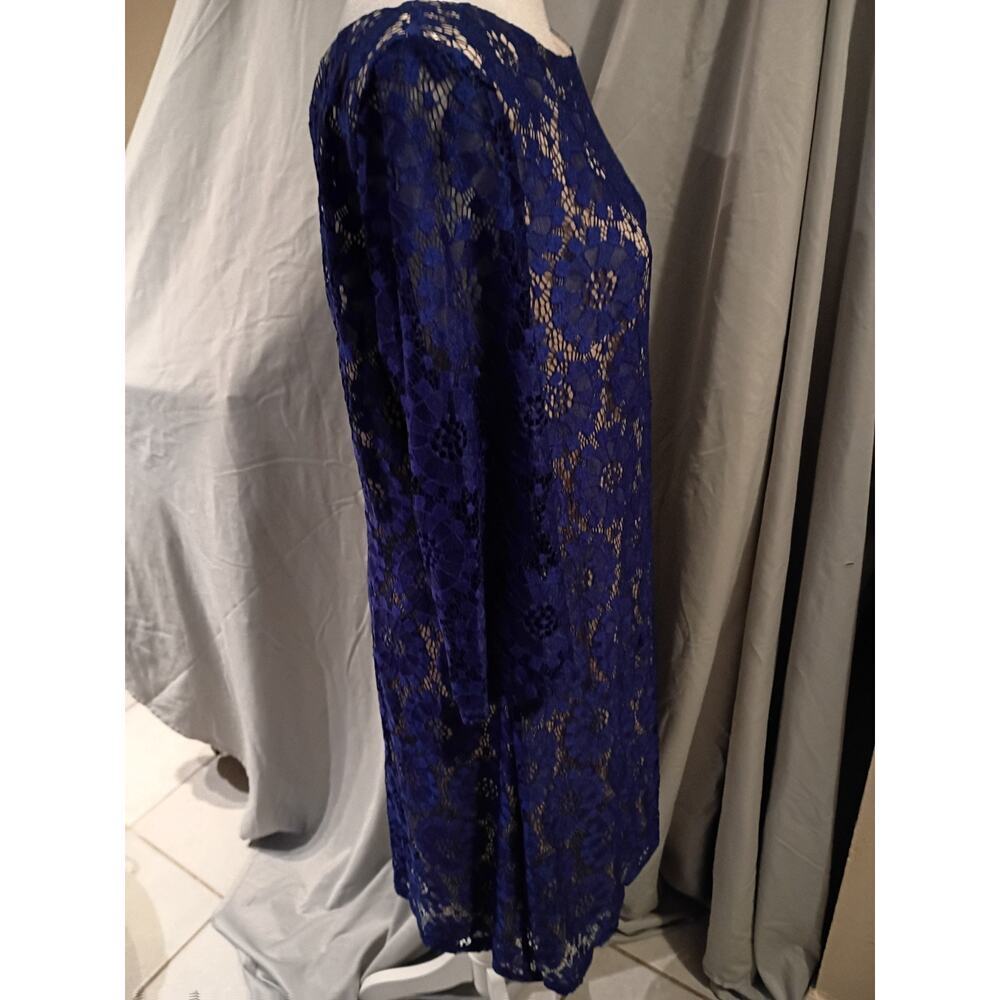 Jessica Howard Dress Blue Lace Over Tan Lining Sz 16 Feminine Spring - Picture 4 of 11